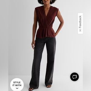 Express v-neck pleated peplum top